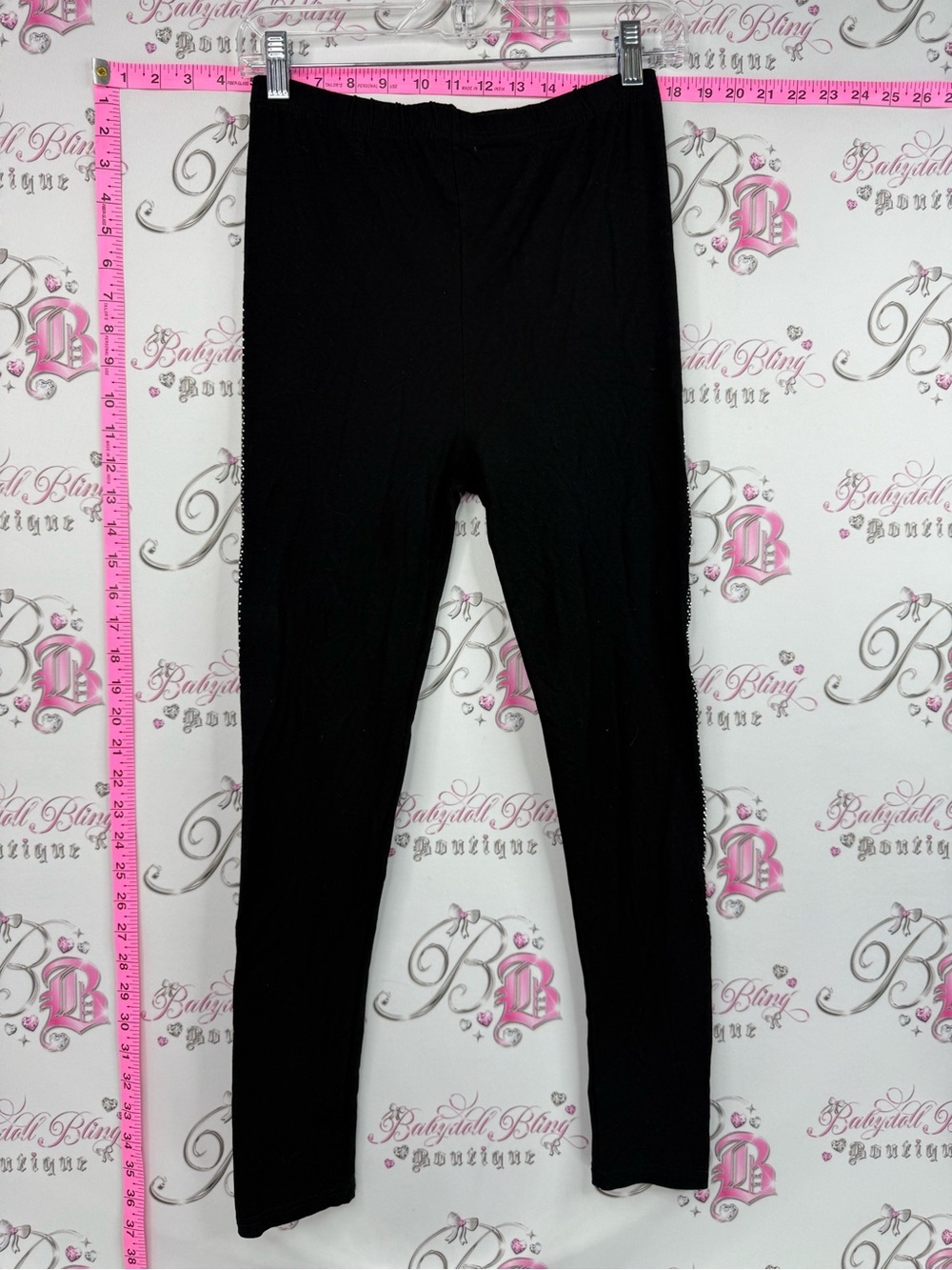 Today’s designer tights Black Leggings rhinestone sides Everyday Stretch